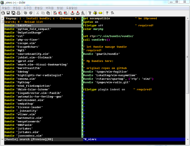 설치하고 싶은 plugin을 복사해서 _vimrc에 저장한 후 ...